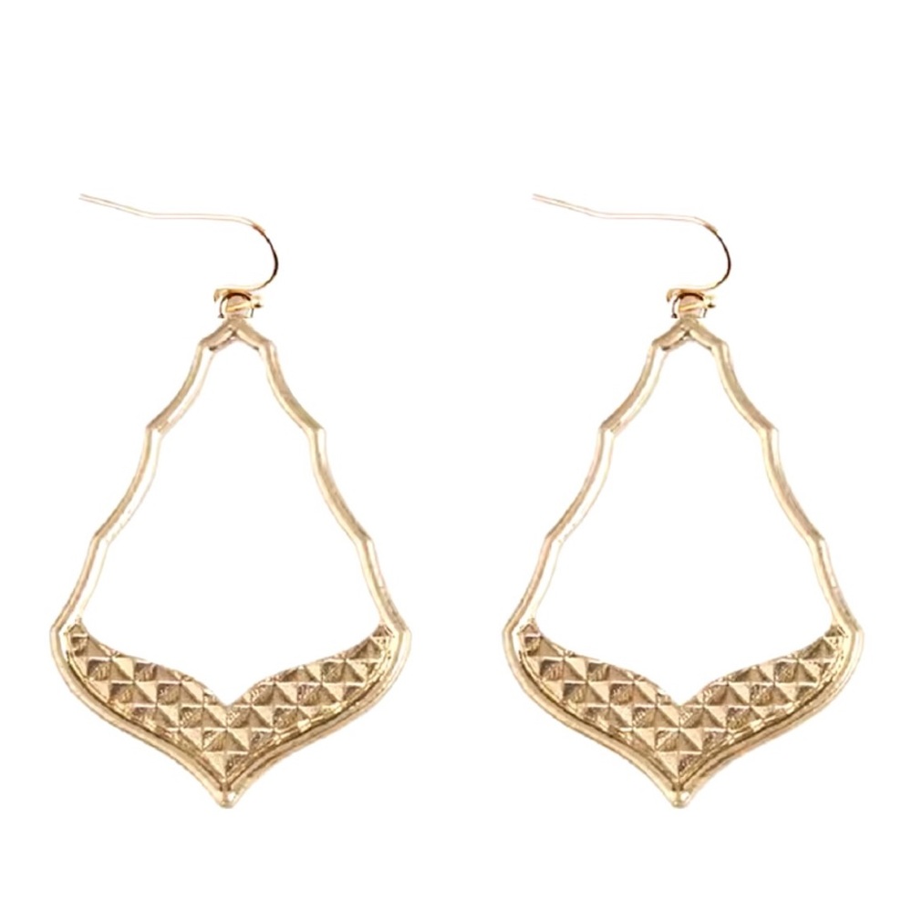 NEW Gold Hammered Geometric Dangle Earrings